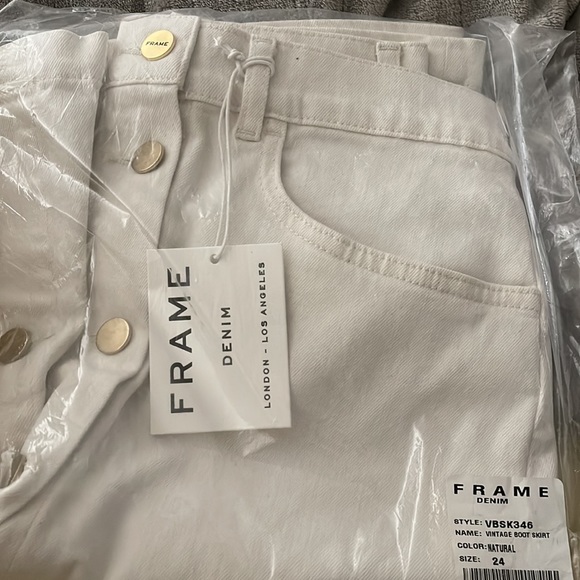 NWT Frame Denim Vintage Boot High Waist Skirt in Natural Size 24 - Picture 5 of 5